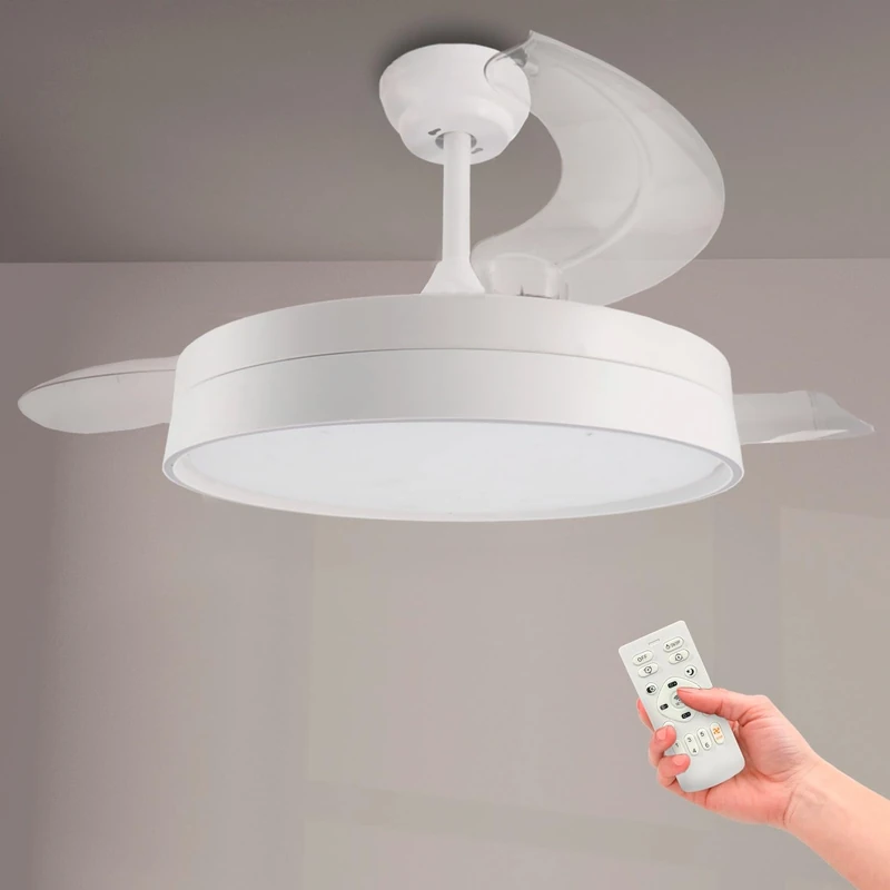 M mimotec - White Loki LED ceiling fan, adjustable colour temperature, summer/winter function, 6 speeds, LM8824