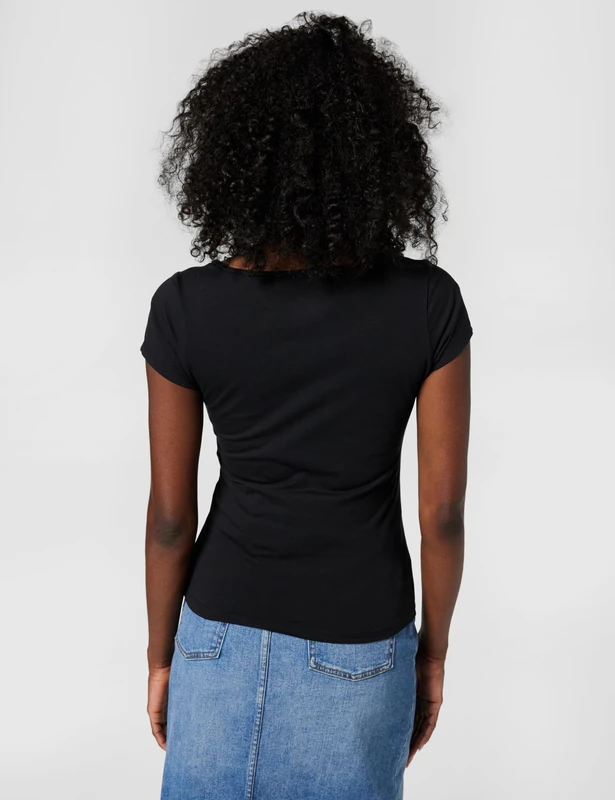 True Religion Women's Camo Square Neck Top, Black, XS