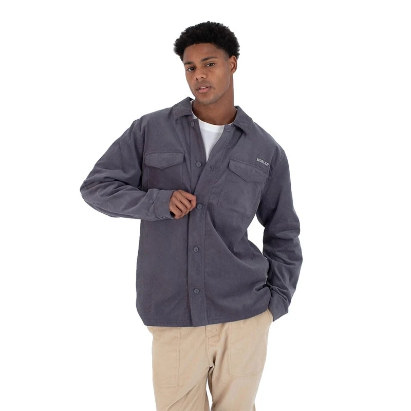 Hurley Mens Long Sleeve - Lido Cord Shirt, Gray, L EU