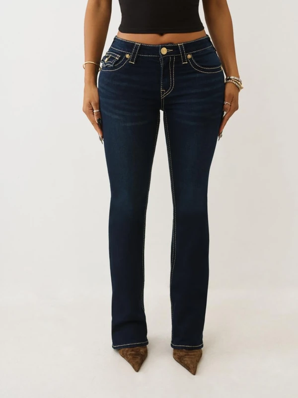 True Religion Women's Becca Big T Flap Bootcut, Blue, 24