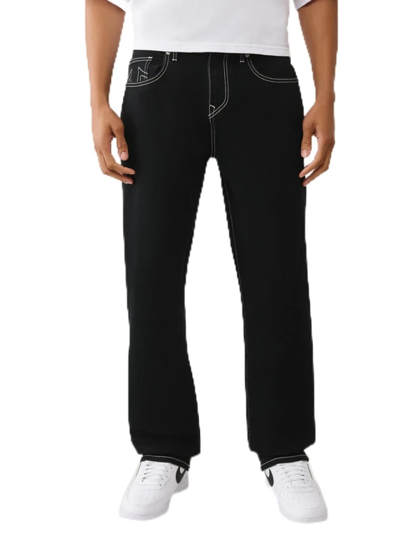 True Religion Men's Bobby Single Needle No Flap Baggy, Black, 30