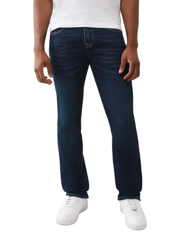 True Religion Men's Ricky Single Needle Flap Straight, Blue, 36