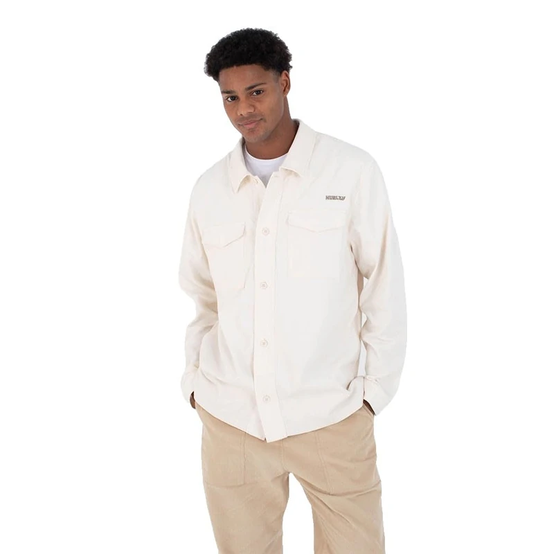 Hurley Mens Long Sleeve - Lido Cord Shirt, Cream, M EU