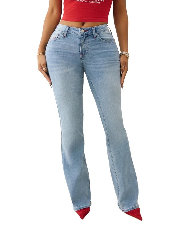 True Religion Women's Becca Single Needle Mid Rise Bootcut, Blue, 30