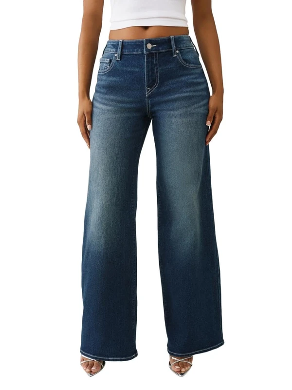 True Religion Women's Bobbi Single Needle Baggy, Blue, 28