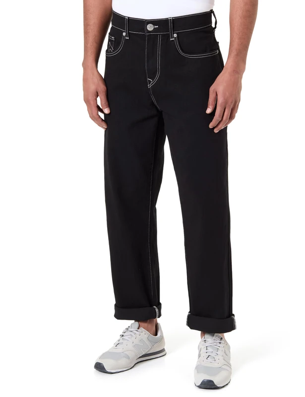 True Religion Men's Bobby Single Needle No Flap Baggy, Black, 40