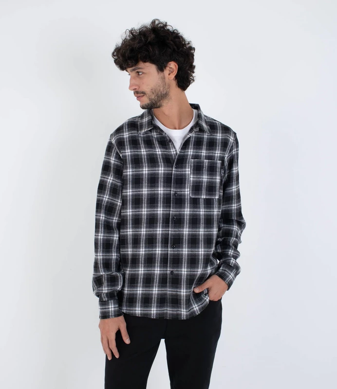 Hurley Mens Long Sleeve - Axe Flannel Shirt, Black, S EU