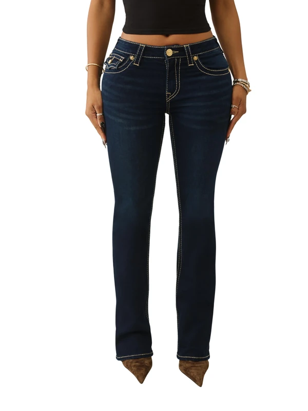 True Religion Women's Becca Big T Flap Bootcut, Blue, 26
