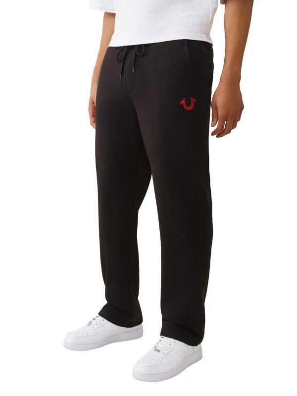 True Religion Men's Horseshoe Embroidered Straight Pant, Black, S