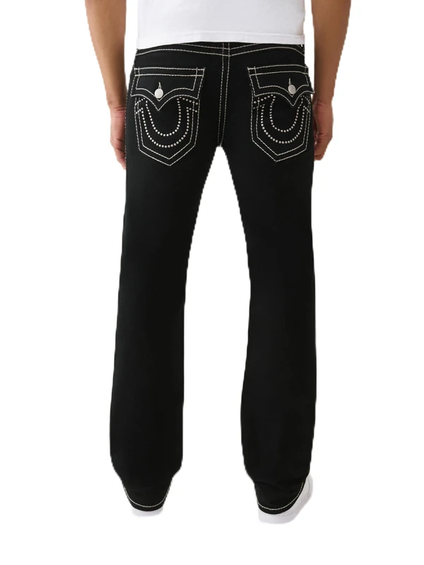 True Religion Men's Ricky Big T Flap Straight, Black, 34