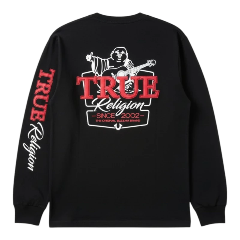 True Religion Men's True Buddha Long Sleeve Tee, Black, M