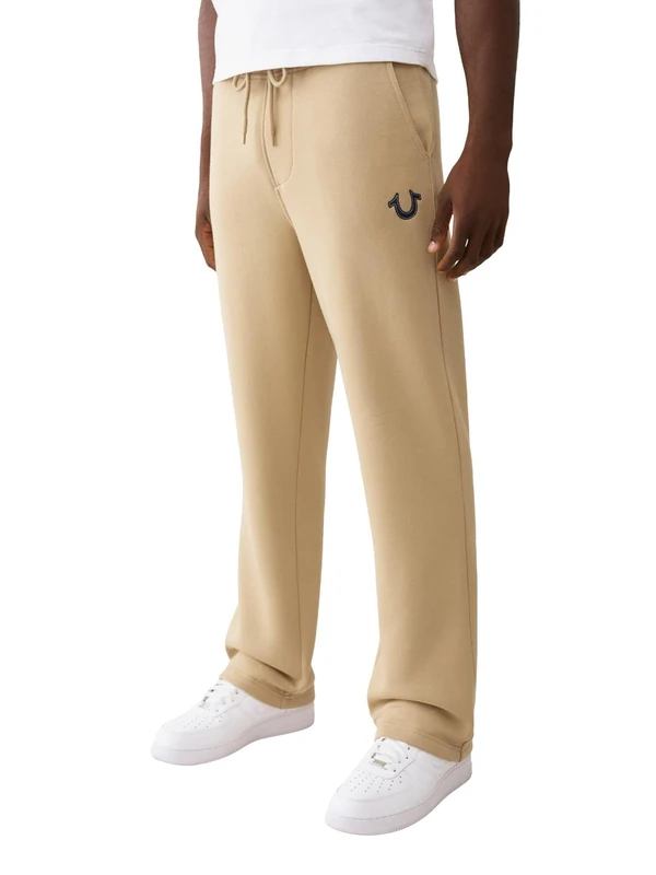 True Religion Men's Horseshoe Embroidered Straight Pant, Beige, XL