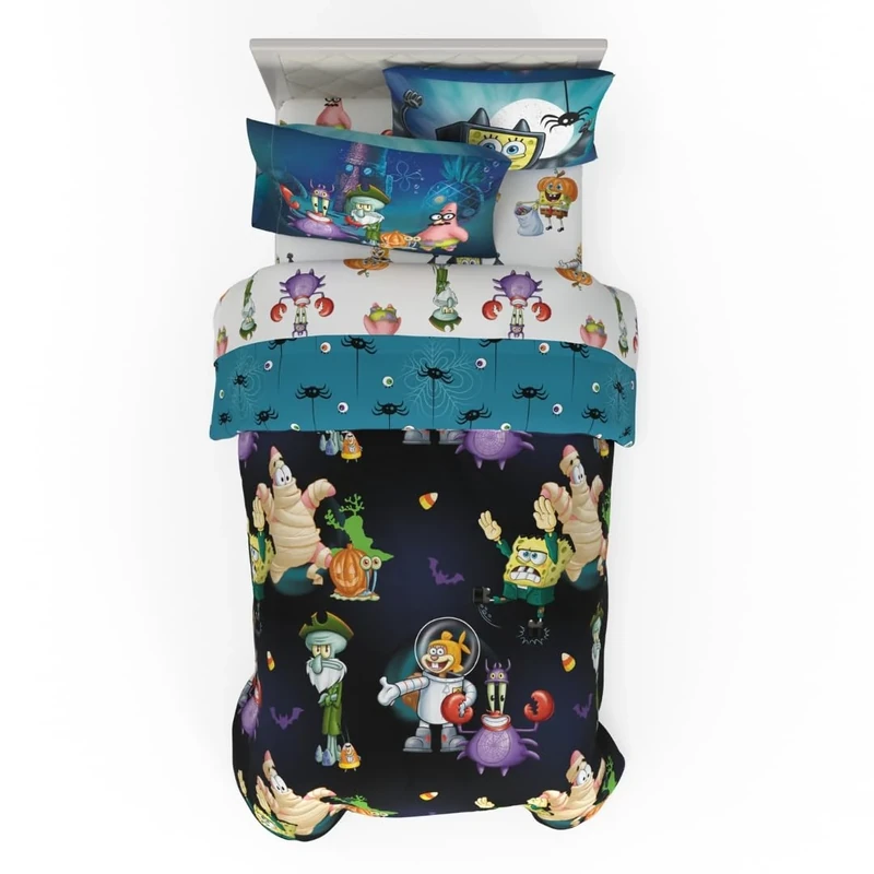 Franco Duvet & Sheet Set, microfiber, Spongebob Squarepants Halloween, 5 Piece Twin Size