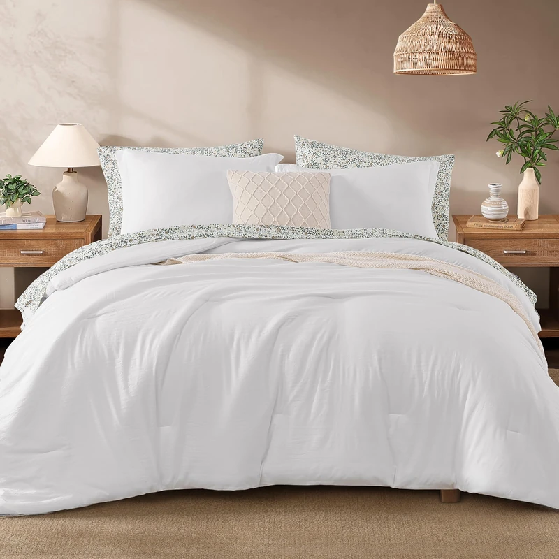 Monbix Full Size Comforter Sets-7 Pieces Soft Bed in a Bag Full Bedding Set