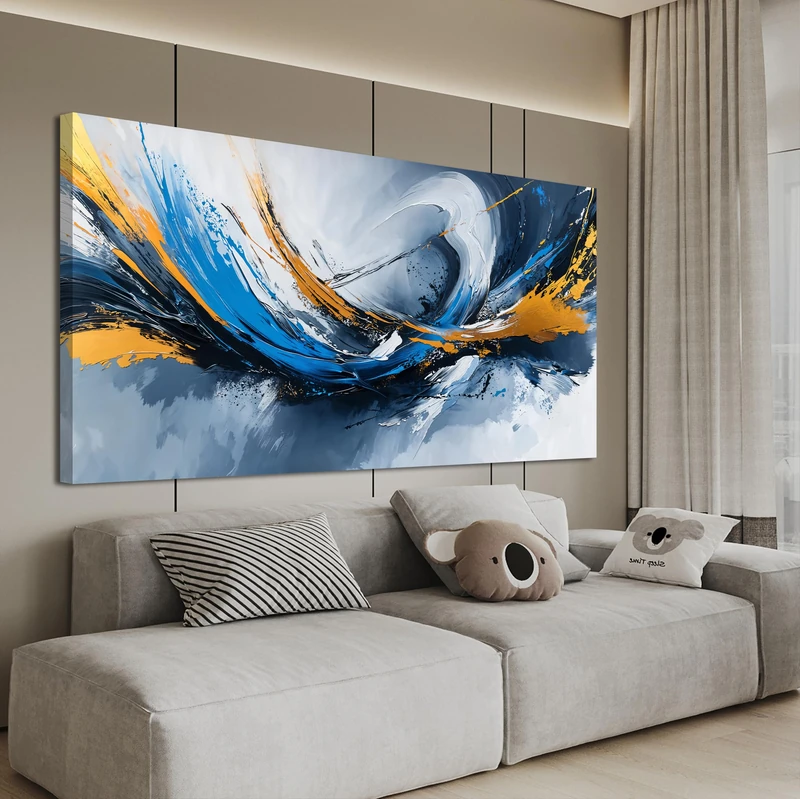 Canvas Wall Art Decor Modern Abstract Aesthetics Wall Art For Living Room Decor Gold And Blue Abstract Art Wall Decorations Artwork For Walls Canvas Prints For Bedroom Office Wall Decor 20×40 Inch