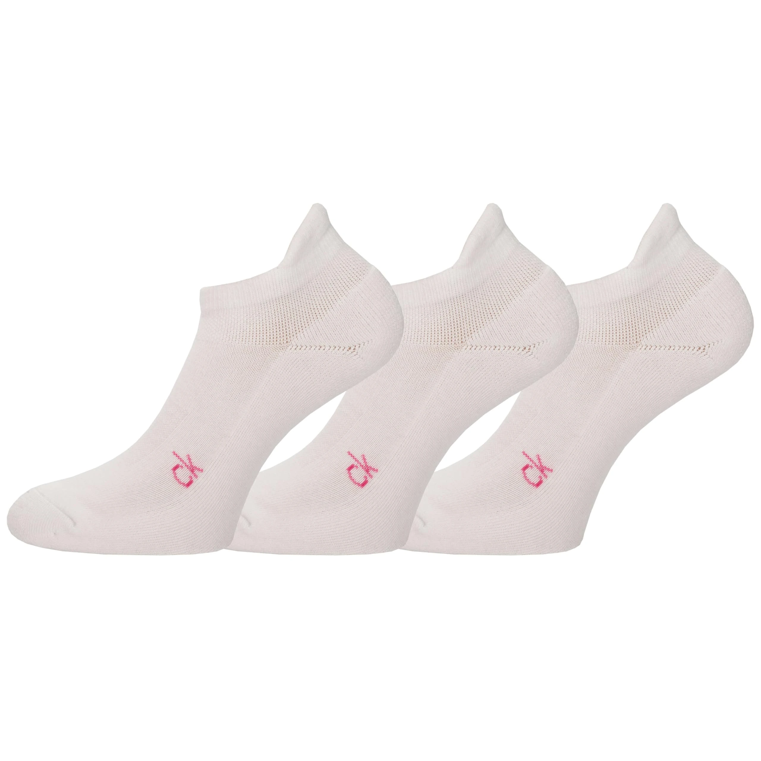 Calvin Klein Womens Golf Trainer Tab (3 Pairs) Socks - White/Pink - UK 4-8
