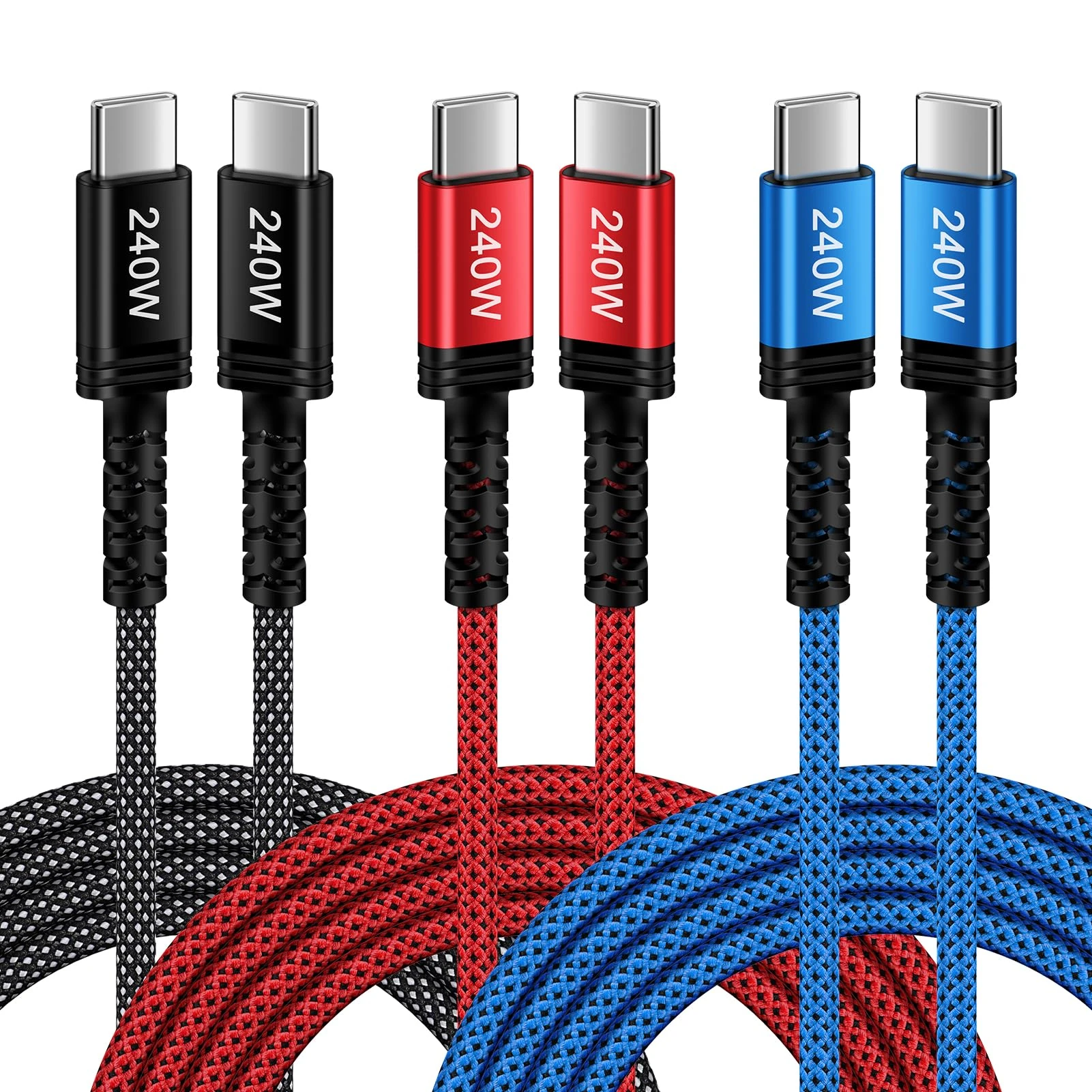 GiGreen 240W USB C to USB C Charger Cable, 3 Pack 6FT/1.8M Type C to Type C Charger Cable Fast Charging PD for MacBook Pro/Air, iPad Pro/Air/Mini, iPhone 17/16/15 Pro Max, Samsung Galaxy S25, Switch