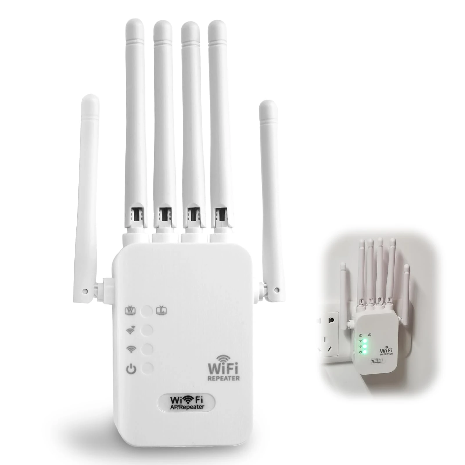 2025 Newest WiFi Extender Booster 6 Antennas 300Mbps 2.4GHz Wireless Signal Booster Covers Up to 5500 Sq.ft and 55 Devices Repeater with Ethernet Port, WiFi Repeater Range Extender for Home Internet