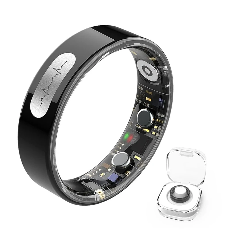 HGTRH Smart Ring Fitness Ring Tracker, Smart Ring Men Women ECG Step Counting Sleep Blood Pressure Heart Rate Monitoring Remote Camera Control 5ATM+IP68 11#