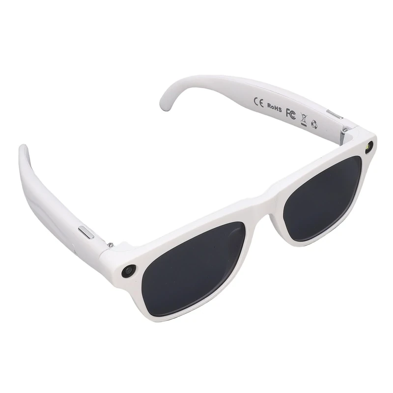 Gugxiom AI Smart Glasses 4K Camera Bluetooth Glasses Dual Speakers with AI Sound Assistant for Real Time Translation and Visual Dialogue Applications (White)