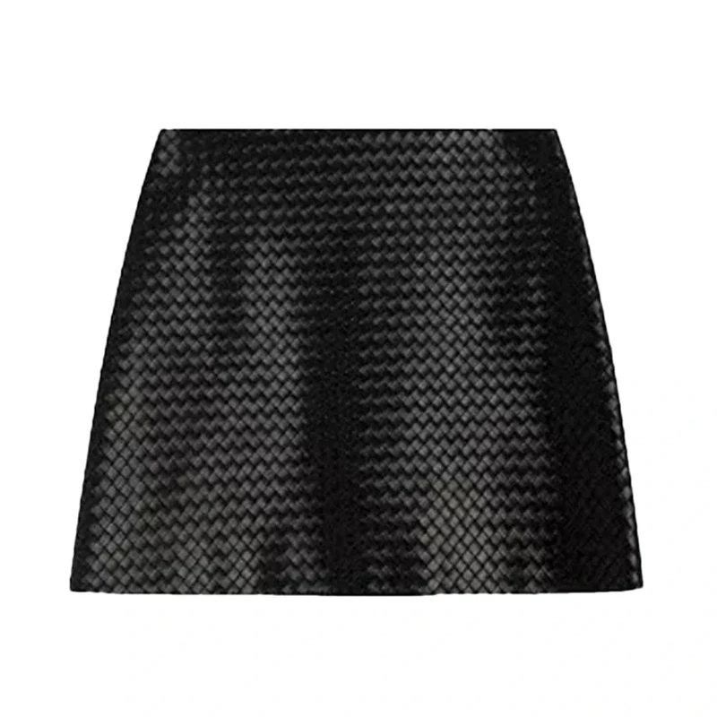 Women Leather Mini Skirt Slim A-Line Short Street Skirt Vintage Casual Skirts Black L