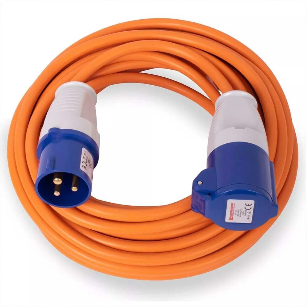 Gziztx 10M Extension Lead Cable - Heavy Duty 16 Amp 240V Camping Caravan Hook Up Cable - High Vis Orange - Ideal for Campervans & Motorhomes (10M)