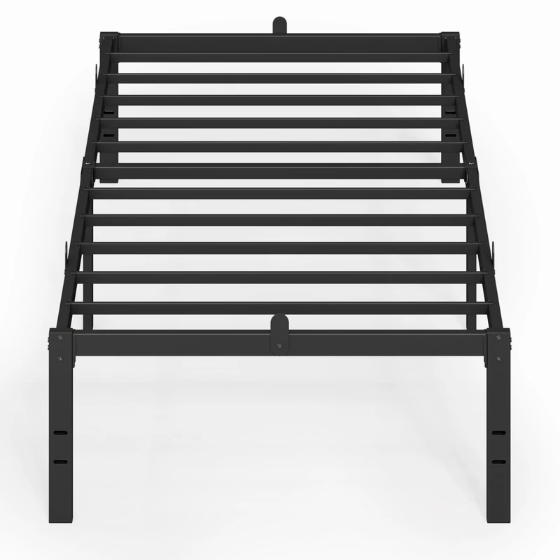 VASAGLE Single Bed Frame 90 x 200 cm Metal Bed Frame Underbed Storage Modern Guest Bed Easy Assembly Ink Black RMB152BD01
