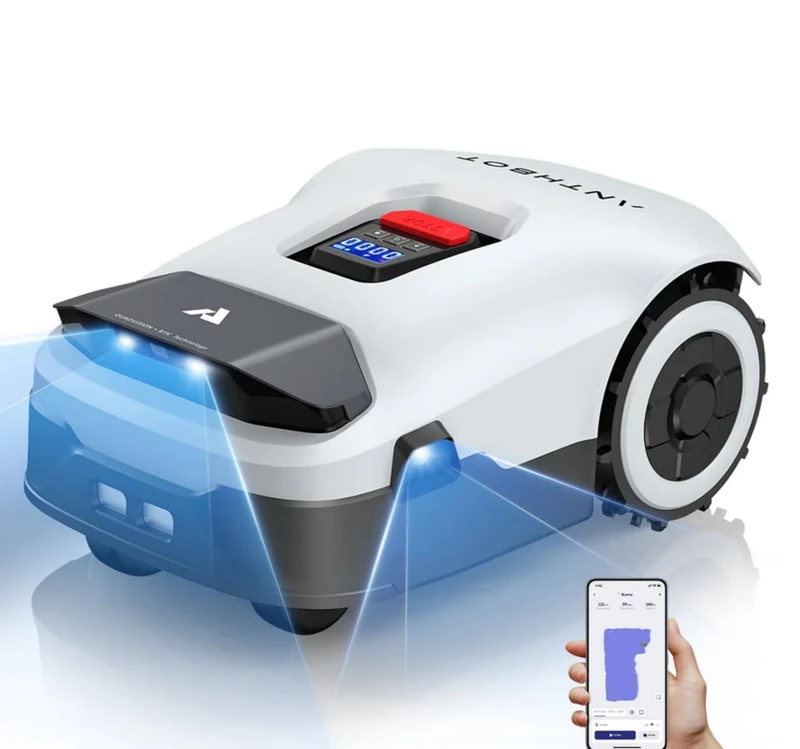 ANTHBOT Genie 600E Robotic Lawnmower Without Limit Cable, Recommended 600 m², Max. 900 m², Full Frequency Band RTK + 4 Camera Vision Robotic Lawnmower, 4G App Control, Multi-Zone Management, AI