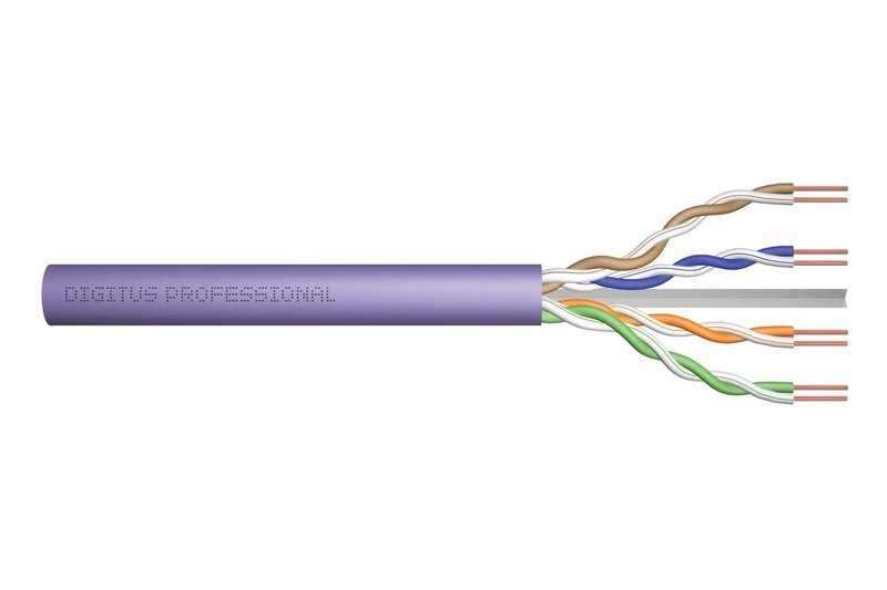 DIGITUS 100 m Cat 6 Network Cable – U-UTP Simplex – BauPVO B2ca– LSZH halogen-free – 250 MHz copper AWG 23/1 – PoE+ compatible – Ethernet cable – Purple