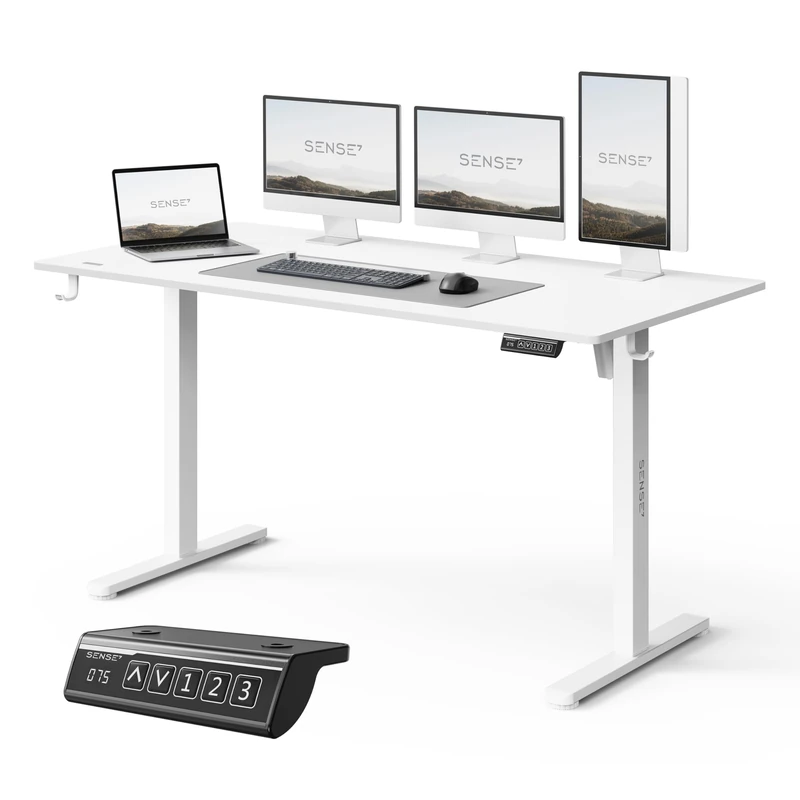 SENSE7 Nojo Light Electric Desk Adjustable 140x70 cm White 70 kg