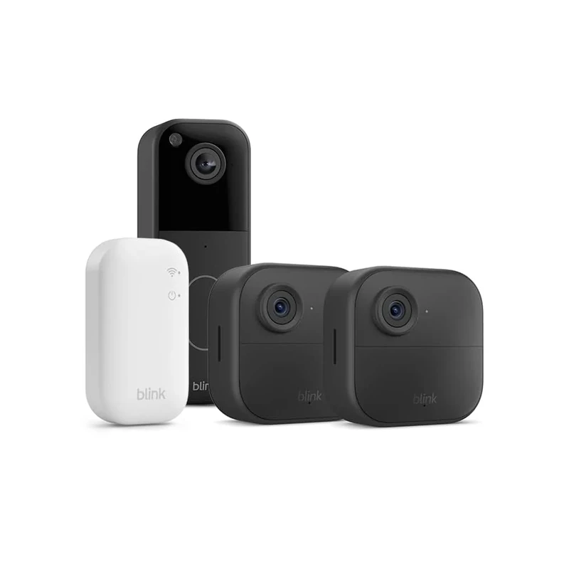 New Blink camera (Outdoor 4) + New Blink Video Doorbell (Black)| Wireless HD smart security camera, two-year battery life, enhanced motion detection| 2 camera system with Sync Module Core incl.| IP65