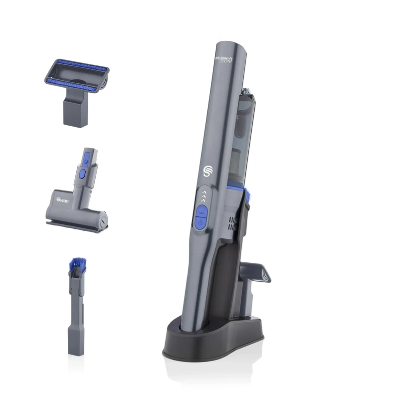 Swan SC15829N Dustmaster Pro Cordless Handheld Vacuum Cleaner, HEPA Filter, Pet Turbo Tool, 35 Min Runtime, Docking Station, Lightweight, 14.8V, 200W, Black