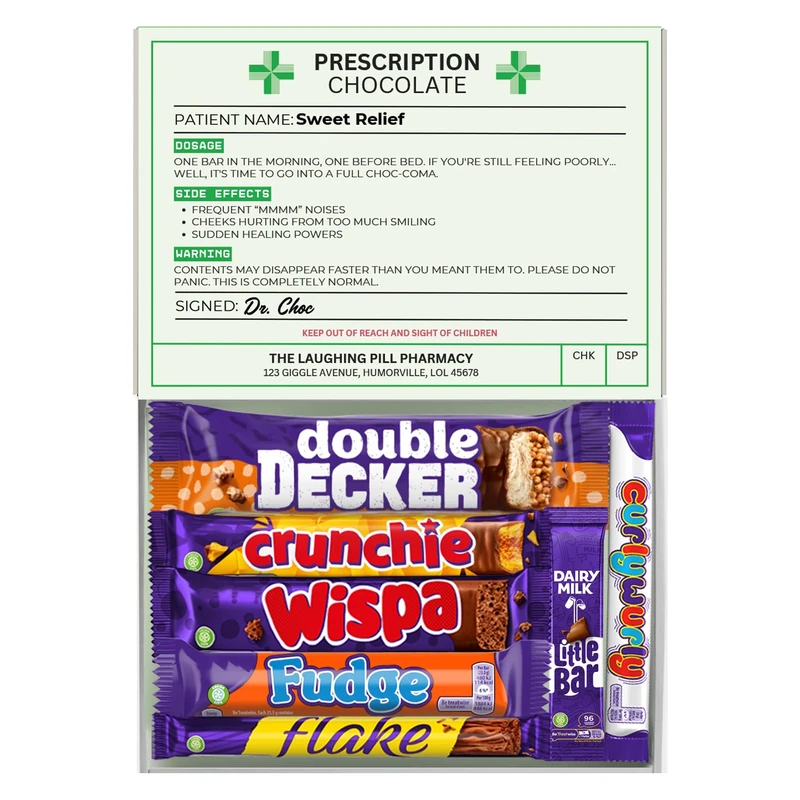 Chocoluxe Co Prescription Chocolate Gift Box | Made with Assortment of Dairy Milk Selections | Funny Get Well Soon Gifts For Men | Get Well Soon Gifts For Women | Surgery Recovery Gifts, Get Well Soon