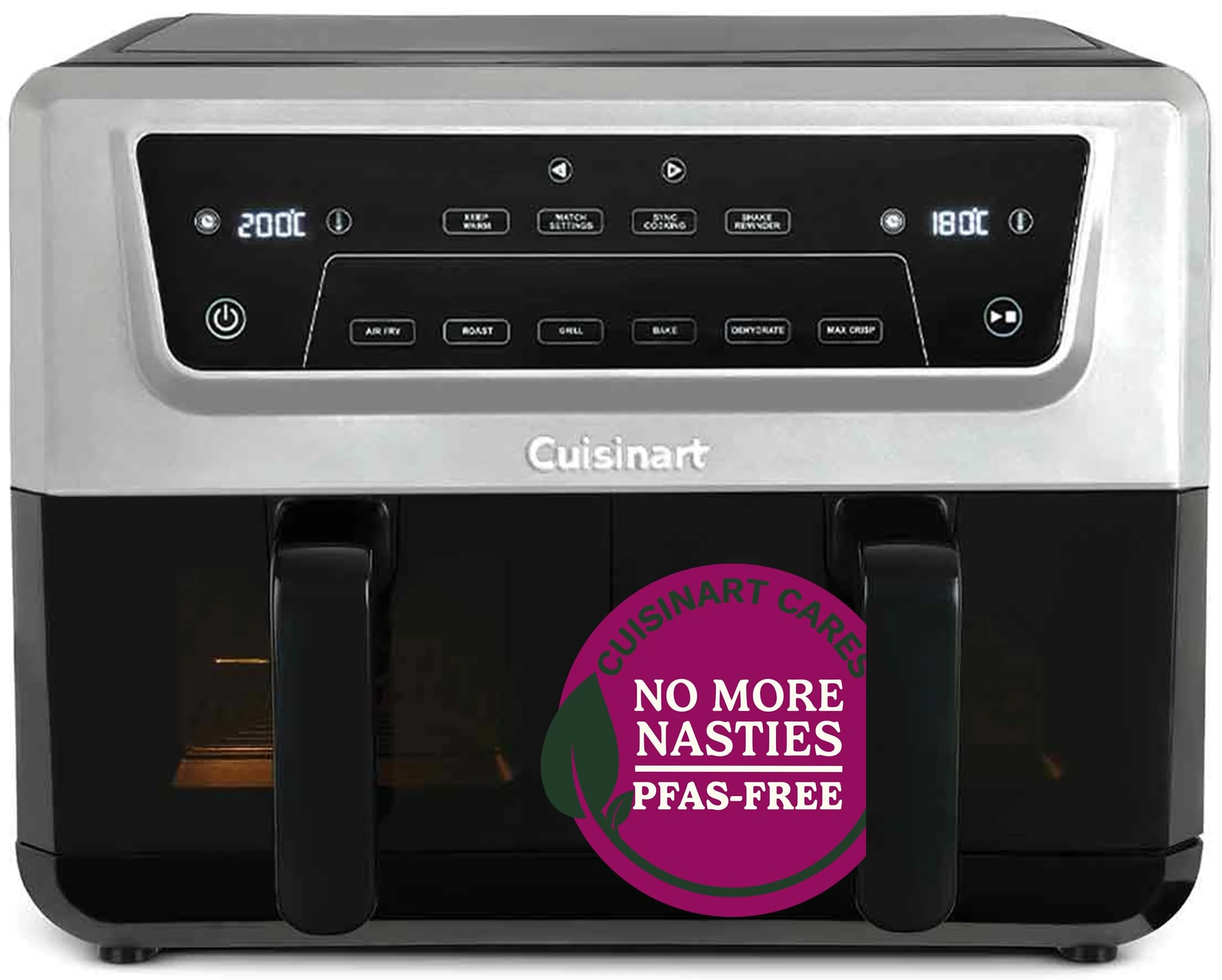 Cuisinart XXL10.4L Air Fryer with 2 x 5.2L Drawers |PFAS Free|Chemical-free cooking | Air Fry, Roast, Grill, Bake, Dehydrate, Max Crisp, Keep Warm | Dual Zones - cook 8+ portions|Dishwasher Safe
