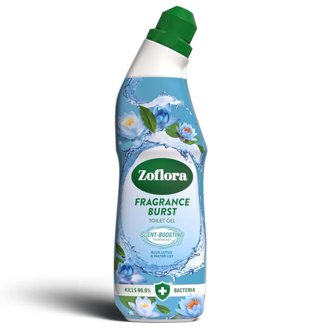 Zoflora Fragrance Burst Toilet Cleaner Gel, Blue Lotus & Waterlily, Odour Control with Scent Boosting Technology, Kills 99.9 Percent of Bacteria, 750ml