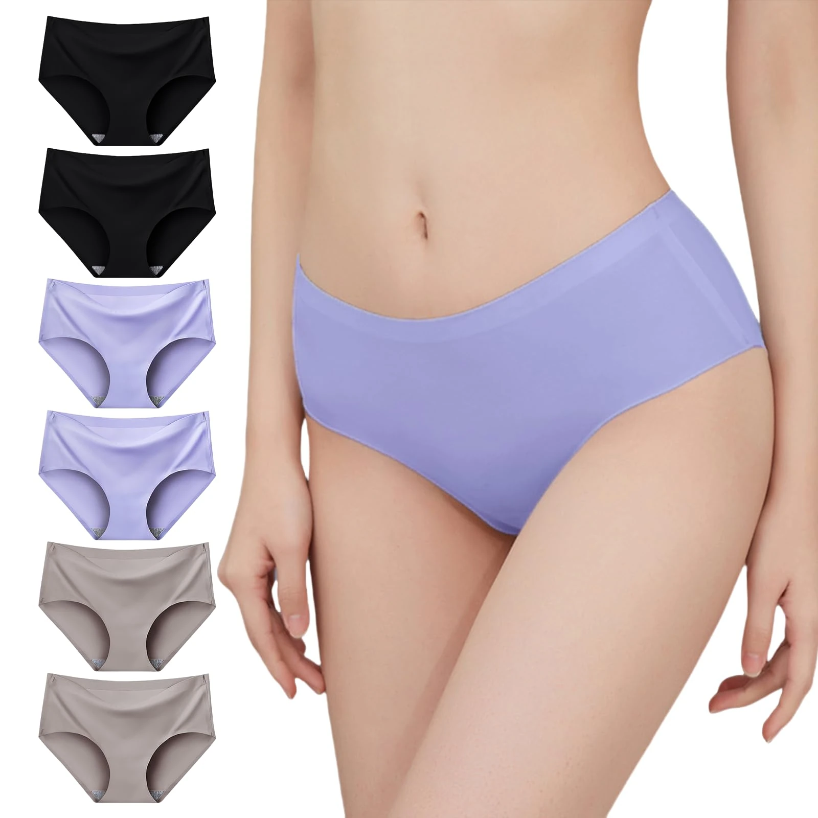 JiaYouLC 6 Pack Seamless Knickers for Girls Teens Women Multipack Soft Breathable Invisible Mid Waisted Underwear Comfortable No Show Full Coverage Panties (UK, Alpha, XL, Regular, Regular, 3Color)