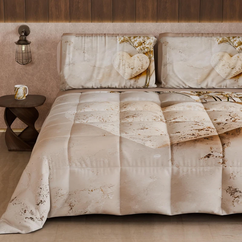 PETTI Artigiani Italiani - Winter Quilt, Double Sided Double Duvet Plain and Digital Print, Shabby 04 339, 100% Microfibre, Made in Italy - Image 1