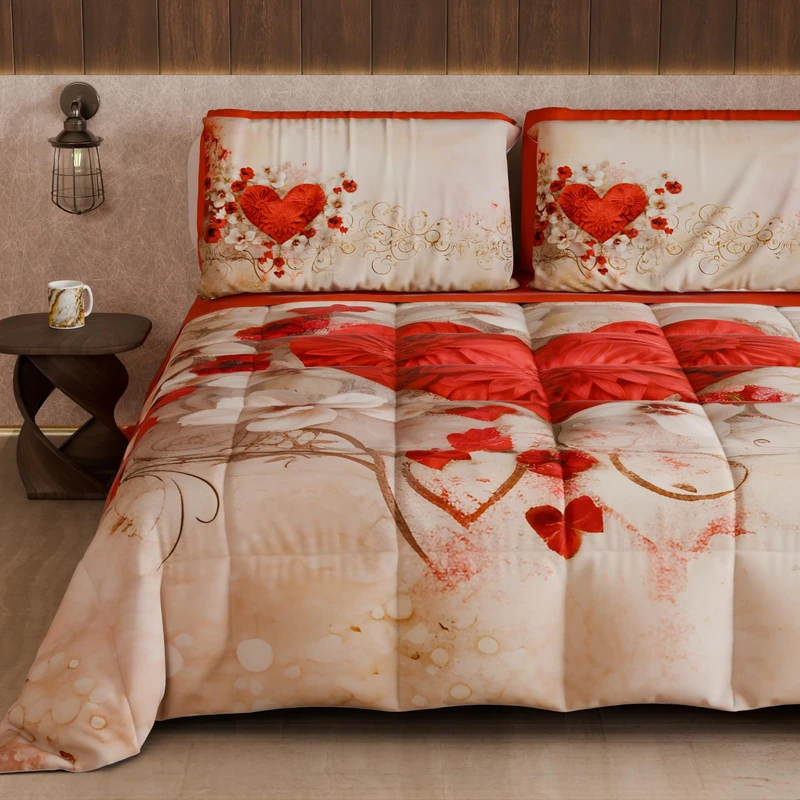 PETTI Artigiani Italiani - Winter Quilt, Winter Duvet, Double Sided Single Quilt Solid Colour and Digital Print, Shabby 04 338, 100% Microfibre, Made in Italy - Image 1