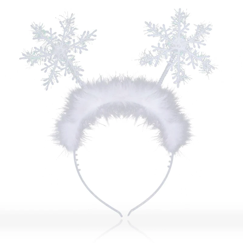 Fogcosy Snowflake Headband, Christmas Decorations Headbands for Women Girls, Charming Girls Hair Bands, White Christmas Hair Accessories for Party Banquet Supplies