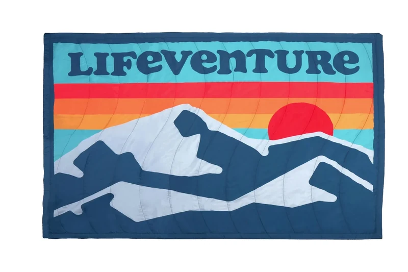 Lifeventure Sundown Fleece Lined Camping Blanket – Windproof and Water Resistant Warm Thermal Throw for Camping, Road Trips, Van Living and Picnics 200 x 140cm, Retro - Image 1