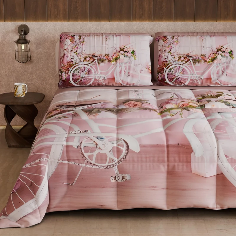 PETTI Artigiani Italiani - Winter Quilt, Double Sided Double Duvet Plain and Digital Print, Shabby 04 333, 100% Microfibre, Made in Italy