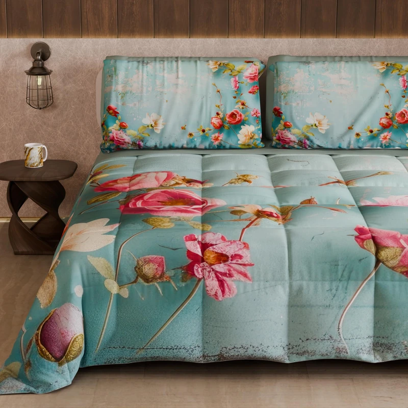 PETTI Artigiani Italiani - Winter Quilt, Double Sided Double Duvet Plain and Digital Print, Shabby 04 345, 100% Microfibre, Made in Italy