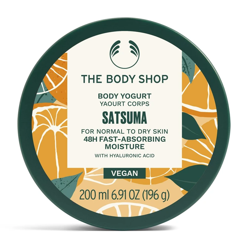 The Body Shop Satsuma Body Yogurt (1x 200ml), Fast-Absorbing Moisturiser for Dry Skin, Lightweight Body Cream, Gel-Cream, 48H Hydrating Moisturiser, Body Cream for Normal to Dry Skin, Vegan