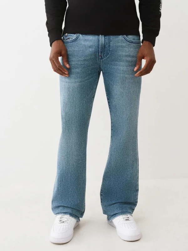 True Religion Men's Billy Single Needle Flap Bootcut, Blue, 31
