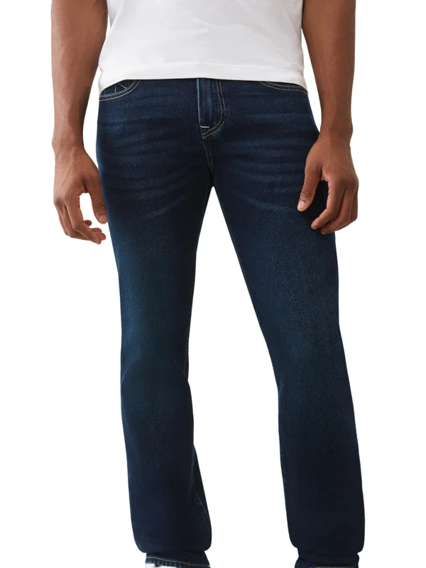 True Religion Men's Ricky Single Needle Flap Straight, Blue, 33
