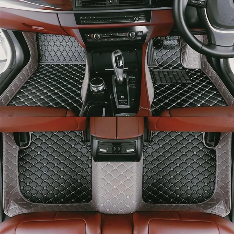 Custom car Floor mats 99% Suitable for Cars, SUVs, Sports Cars, Trucks, car mats All-Weather Personalized, Fully Cover Luxury car Foot mats, Non-Slip Floor mats. (Edge Gray middle Black)