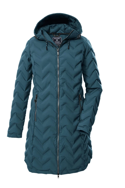 killtec KOW 14 WMN QLTD PRK 43306-000 Women's Quilted Parka/Functional Parka with Hood Light Petrol, 46 - Image 1