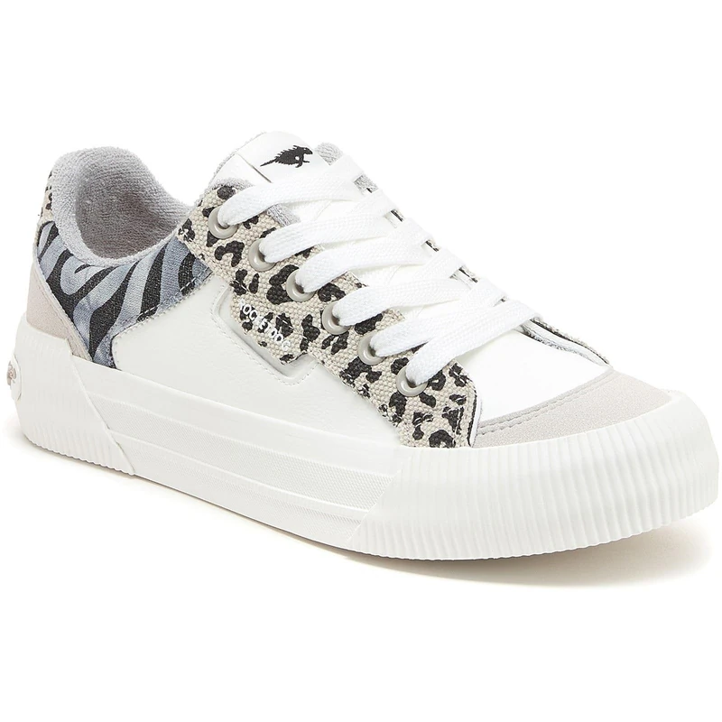 Rocket Dog Cheery Blocked Animal Textile Women's Grey/White Trainers - UK 5