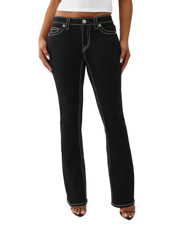 True Religion Women's Becca Big T Mid Rise Bootcut, Black, 29