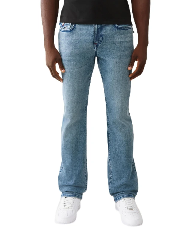 True Religion Men's Ricky Single Needle Flap Straight, Blue, 29